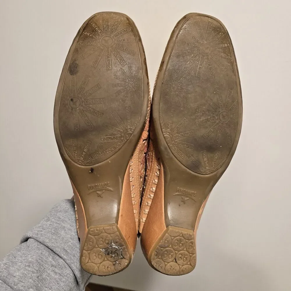 Pikolinos Women 36 Romana Leather Shoes Sandals Floral Pink Boho Cottage Western - Picture 8 of 13